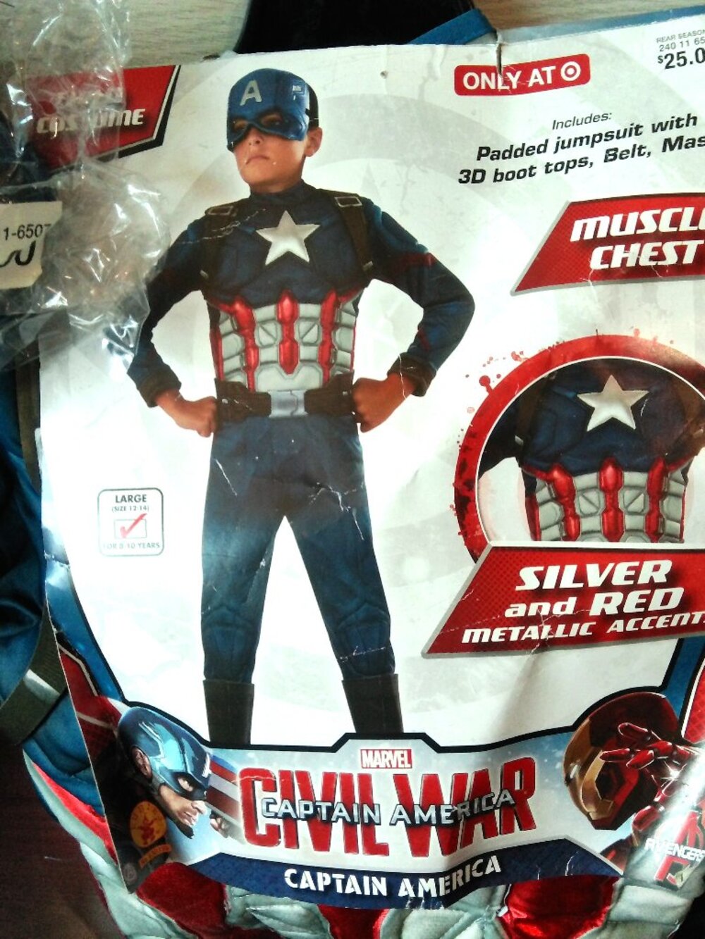 Halloween Costume Captain America Civil War Size Large (10-12) w/Mask NEW Rubies - Picture 1 of 6